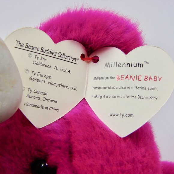 Ty Beanie Buddy Millennium Purple Bear Stuffed Plush Toy 1999 2000 Collectible - Picture 12 of 14